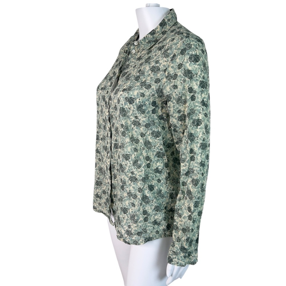 Sezane Green Floral Cotton Blouse Top Size 36 US 4 - Picture 3 of 12